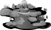 Etang et chute d'eau sur le site